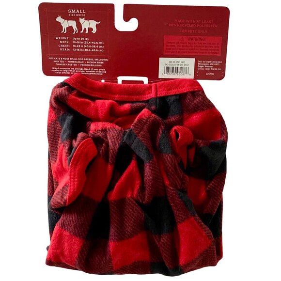 Wondershop Pet Pajamas Buffalo Check Black Red Dog Cat Small NEW NWT - Picture 5 of 9